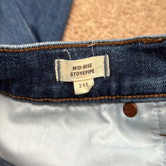 Madewell Mid Rise Stovepipe Slim Straight Leg Raw Hem Stretch Jeans Size 28P - Picture 7 of 9